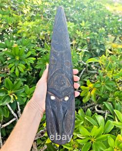 15.5 Vintage Sepik River Spirit Mask Papua New Guinea 1971 Wood & Shells