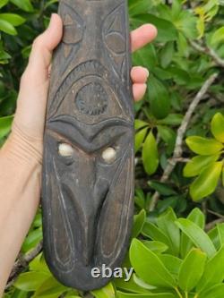 15.5 Vintage Sepik River Spirit Mask Papua New Guinea 1971 Wood & Shells