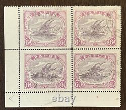1919 Papua 6d Used Stamp Block #69 Lakatoi Hanuabada
