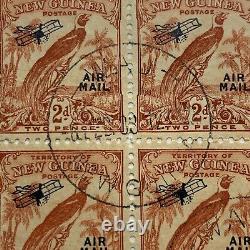 1931-32 NEW GUINEA 2d STAMPS AIRMAIL BLOCK OF SIX BIRDS OF PARADISE