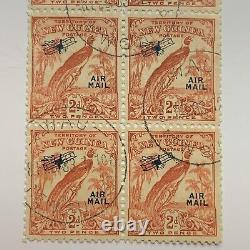 1931-32 NEW GUINEA 2d STAMPS AIRMAIL BLOCK OF SIX BIRDS OF PARADISE