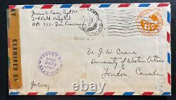 1943 US Army Post Office Papua New Guinea Airmail cover to London Canada