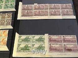 1952-1958 PAPUA NEW GUINEA BLOCKS x4 ALL WITH GOV OF AUST TABS, 1/2d £1 VALUES