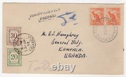 1952 Jan 15th. Taxed Cover. Bulolo, Papua New Guinea to Kampala, Uganda