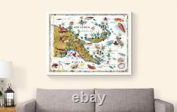 1964 Papua New Guinea Map Tribal Regions, Wildlife & Missionary Posts