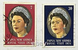 1974 Papua New Guinea Royal Visit Set Of Two Stamps Queen Elizabeth II