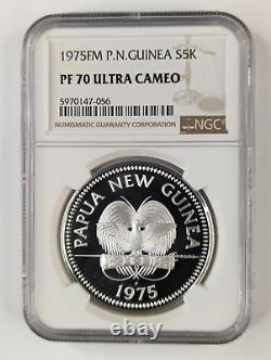 1975 FM Papua New Guinea 5 Kina PF 70 Ultra Cameo NGC TOP POP
