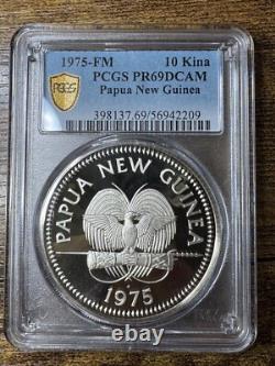 1975-FM Papua New Guinea SILVER 10 Kina Proof PCGS PR69DCAM Gold True View