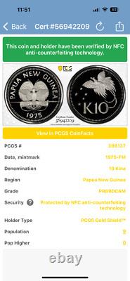 1975-FM Papua New Guinea SILVER 10 Kina Proof PCGS PR69DCAM Gold True View