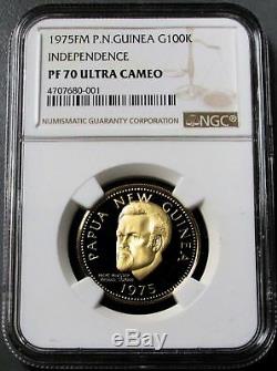 1975 Fm Gold Papua New Guinea 100 Kina Coin Ngc Proof 70 Ultra Cameo