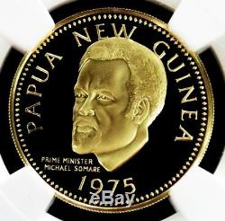 1975 Fm Gold Papua New Guinea 100 Kina Coin Ngc Proof 70 Ultra Cameo
