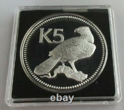 1975 PAPUA NEW GUINEA NEW GUINEA EAGLE K5 SILVER PROOF 40mm COIN CAPSULE & BOX