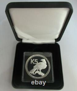 1975 PAPUA NEW GUINEA NEW GUINEA EAGLE K5 SILVER PROOF 40mm COIN CAPSULE & BOX