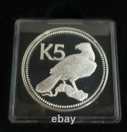 1975 PAPUA NEW GUINEA NEW GUINEA EAGLE K5 SILVER PROOF 40mm COIN CAPSULE & BOX
