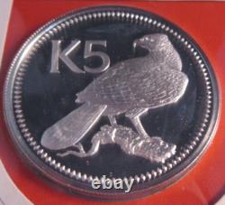 1975 PAPUA NEW GUINEA NEW GUINEA EAGLE K5 SILVER PROOF 40mm COIN PNC