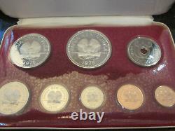 1975 PAPUA NEW GUINEA OFFICIAL PROOF COIN SET (8) with 2 SILVER COINS 1st year