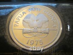 1975 PAPUA NEW GUINEA OFFICIAL PROOF COIN SET (8) with 2 SILVER COINS 1st year