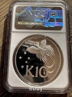 1975 PAPUA NEW GUINEA Silver 10 KINA 1.24oz Proof NGC PF 70 UC