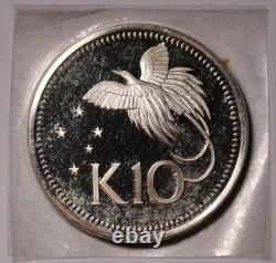 1975 Papua New Guinea PNG 10 Kina Silver (1.2372oz) Proof Coin KM# 8a GEM