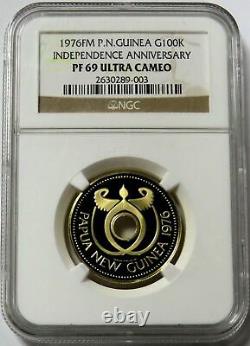 1976 Gold Papua New Guinea Ngc Proof 69 Ultra Cameo 100 Kina Independence Anniv