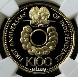 1976 Gold Papua New Guinea Ngc Proof 69 Ultra Cameo 100 Kina Independence Anniv