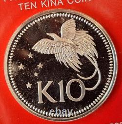 1976 Papua New Guinea Bird of Paradise 10 Kina 41.6g Silver (. 925) coin