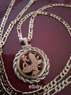 1976 Papua New Guinea Butterfly Coin Pendant & 24 18K Gold Filled Chain. 18mm