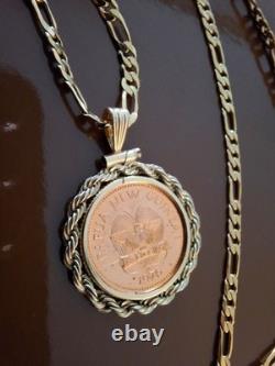 1976 Papua New Guinea Butterfly Coin Pendant & 24 18K Gold Filled Chain. 18mm
