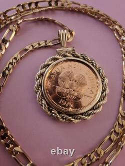 1976 Papua New Guinea Butterfly Coin Pendant & 24 18K Gold Filled Chain. 18mm