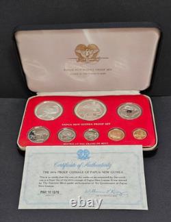 1976 Papua New Guinea Proof Coin Set 10 & 5 Kina. 925 Silver Coins 69.2g