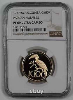1977 Fm Proof Papua New Guinea Papuan Hornbill G100k Gold Ngc Pf 69 Cam (049)