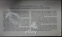 1977 Papua New Guinea Queen Elizabeth II Jubilee SILVER Coin + Stamps with COA
