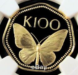 1978 Gold Papua New Guinea 100 Kina Butterfly Coin Ngc Proof 68 Ultra Cameo
