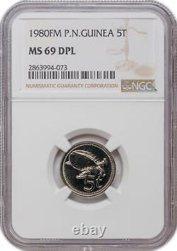 1980-FM (U) Papua New Guinea 5 Tofa NGC MS 69 DPL Top Pop! Low Mintage 1120