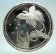 1980 PAPUA NEW GUINEA Large 4.5CM Exotic Bird Proof Silver 10 Kina Coin i76758