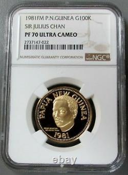 1981 Gold Papua New Guinea 685 Minted 100 Kina Ngc Proof 70 Ultra Cameo