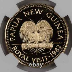 1982 Fm Proof Papua New Guinea Royal Visit G100k Gold Ngc Pf 69 Cameo (054)