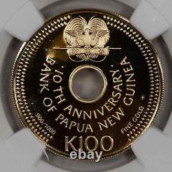 1983 Fm Papua New Guinea Bank Anniversary G100k Gold Ngc Pf 70 Pop 1/0 (055)