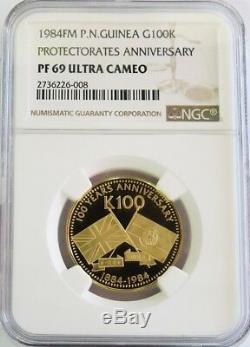 1984 Fm Gold Papua New Guinea 274 Minted 100 Kina Protectorates Ngc Proof 69 Uc