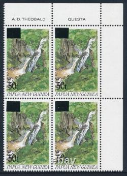 1994 PAPUA NEW GUINEA 50t on 35t ROUNA FALLS OVERPRINT BLOCK OF 4 FINE MINT MNH