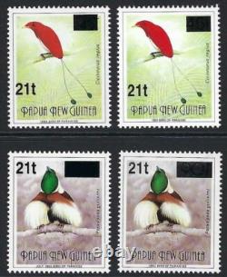 1995 PNG SG#755b/58b Emergency overprints Bird of Paradise mint Papua New Guinea