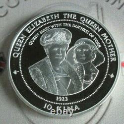 1998 Queen Mother Silver Proof 1998 Papua New Guinea 10 Kina 5oz Coin Box&COA