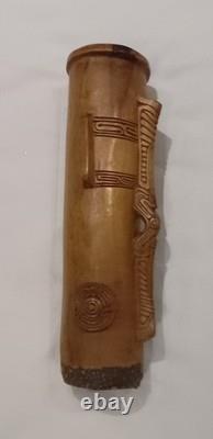 2 Vintage Antique Kundu carved wood drums from Papua New Guinea