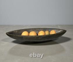 20 Long Papua New Guinea Bowl Carved Wood Feast Ceremonial Bowl & Dried Fruits