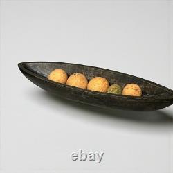 20 Long Papua New Guinea Bowl Carved Wood Feast Ceremonial Bowl & Dried Fruits