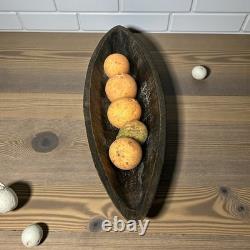 20 Long Papua New Guinea Bowl Carved Wood Feast Ceremonial Bowl & Dried Fruits