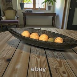 20 Long Papua New Guinea Bowl Carved Wood Feast Ceremonial Bowl & Dried Fruits