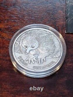 2012 Papua New Guinea 5 Kina Spiny Anteater 1 Oz. 999 Silver Coin & Diamonds