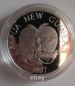 31.47g Silver Proof Coin. La Recherche 1997 Papua New Guinea 5 Kina. CoA