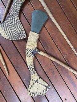 4 superb old Mt Hagen Axes with stone heads Papua New Guinea Oceanic Tribal Art